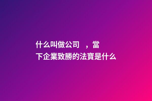 什么叫做公司，當下企業致勝的法寶是什么-第1張-觀點-玄機派